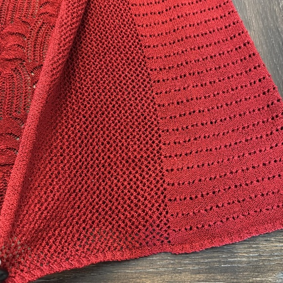 🟣 LAUREN MICHELLE RED KNIT SLEEVELESS CARDIGAN SIZE LARGE - Picture 4 of 7